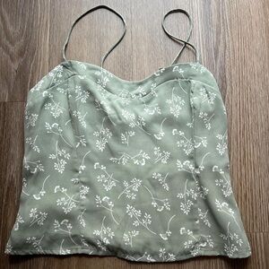 NWOT Abercrombie Sage Green Floral Sweetheart Tank (Size Small)